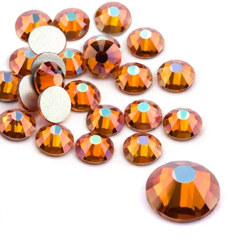 

QIAO Shiny Amber Mixed Sizes Rhinestones Crystal Glass Non Hotfix Flatback Nail Rhinestones For Clothes 3D Manicure Accessories