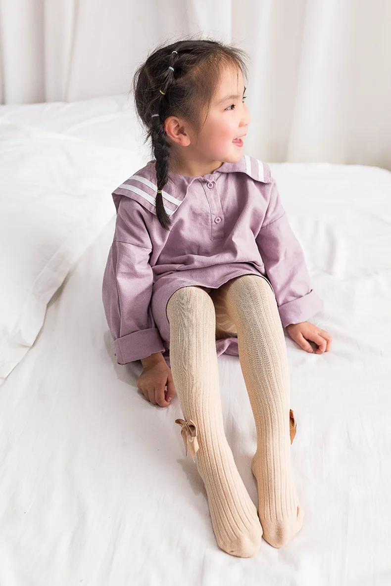 Novo Algodão Puro Grande pp Bebê Bottom Pantyhose Cor Pura Respirável Absorver Suor Bowknot Decoração Bonito Collants 3psc - Lot 7 Cheap Collants e meias