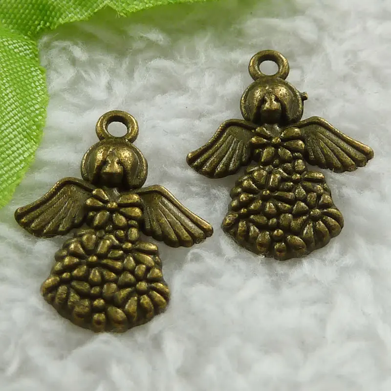200 pieces antique bronze angel charms 21x17mm 875in Charms from