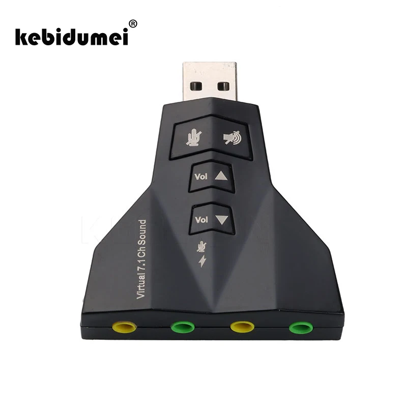 

kebidu USB Sound Card 7.1 Channel 3D Audio Sound Card Mic Adapter 3.5mm Jack Stereo Headset For Android Linux for Mac OS