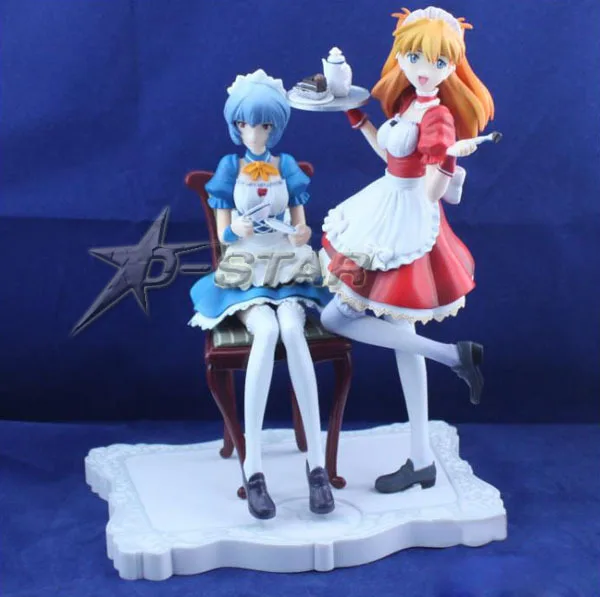 Free Shipping EVA NEON GENESIS EVANGELION Ayanami Rei & ASUKA in Apron Dress Boxed PVC Action Figure Collection Model Toy Gift