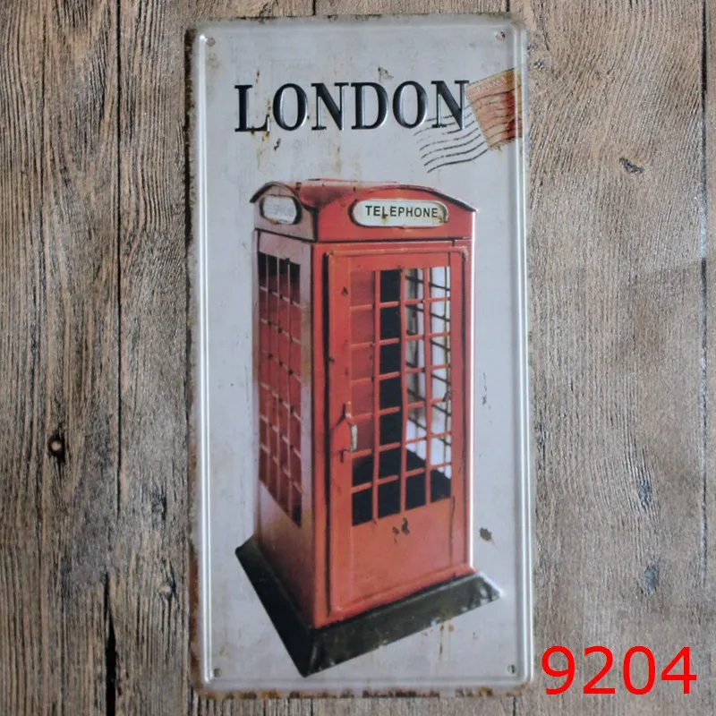 

Vintage London Tel Booth printing Tin Signs IRON License Plate Antique Metal Tin Painting Shop DECOR PUB Wall Sticker