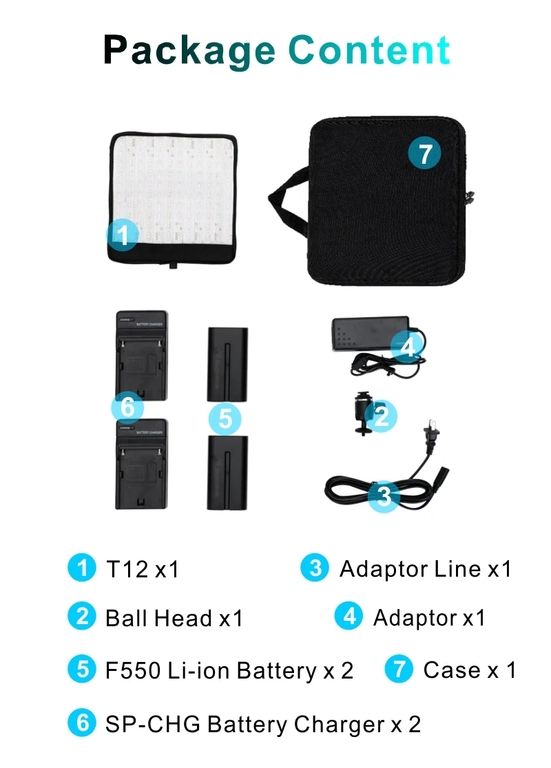 Falcon Eyes 50W LED RGB Kamera Belysning Bi-Farge 2700K-9999K LED Fotolampe Portable Studio Videolampe Med Adapter og Case T12   50W     - 2700K-9 99 9K    T12     