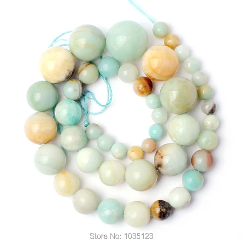 

6-16mm Natural Mixed Color Amazonite Round Shape Loose Beads Strand 15" DIY Creative Jewellery Making w2922