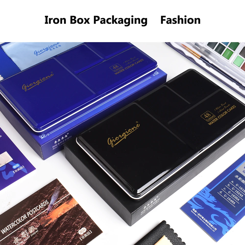Kaufen 48 farben Solide Aquarell Malen Set Metall Box Wasser Farbe Malerei Pigment Tasche Größe Mit Metall Ring Für Künstler Kunst liefert
