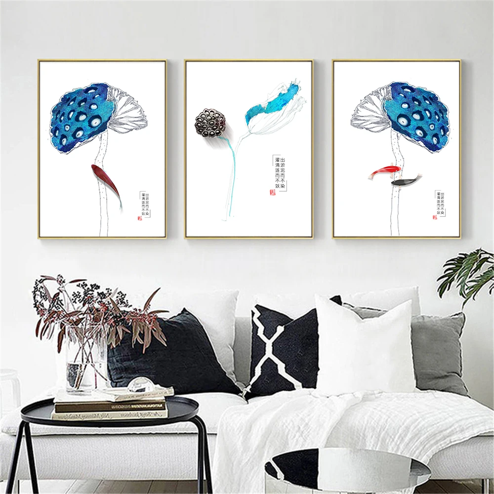 Decora-o-de-casa-De-Peixes-de-L-tus-Pintura-Da-Lona-Para-Sala-de-estar (3)