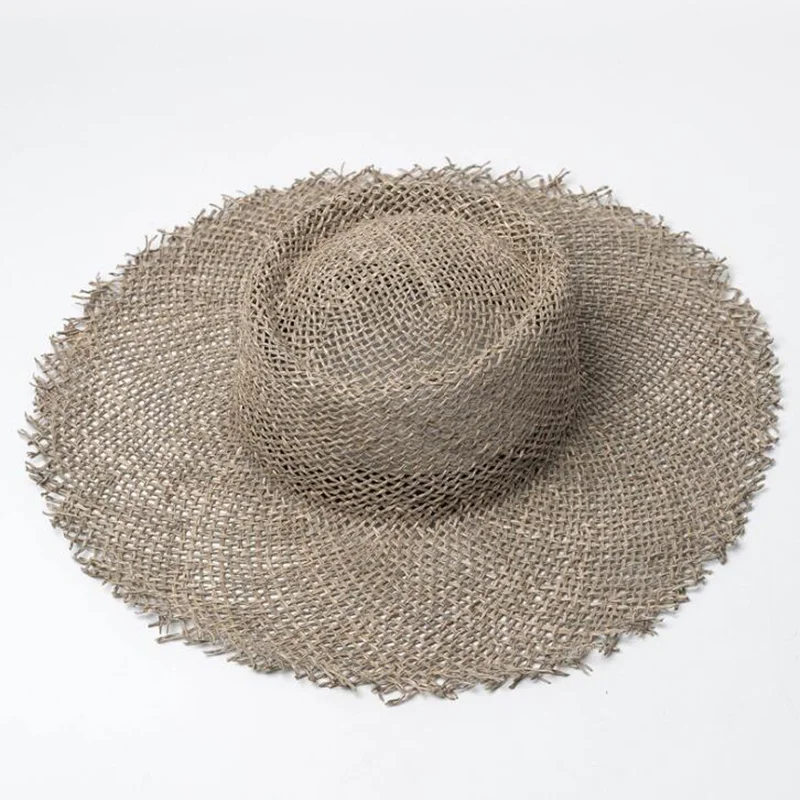 

2019 New women Natural Sun hat Breathable straw hats summer wide brim beach hat Fashion Jazz straw hat H4