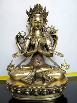 

Tibetan bronze Four-armed guanyin buddha statue