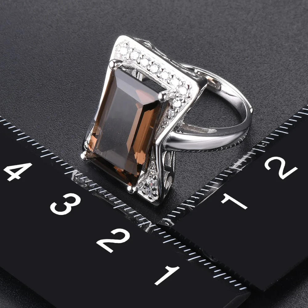 Hutang 10x16 мм багет дымчатый кварц кольца 925 серебро натуральный драгоценный камень регулируемое кольцо тонкой элегантные ювелирные изделия для женщин Best под