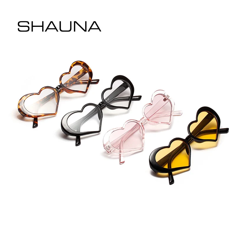 SHAUNA Cute Pink Heart Sunglasses Women Retro Glasses Frame