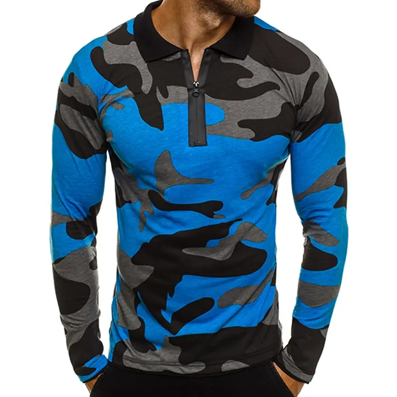 

MAJARTORIA 2019 New Men Long Sleeve Polo Shirt Guys Fashion Camouflage Polo Shirt Spring Autumn Male Slim Fit Polo Shirt