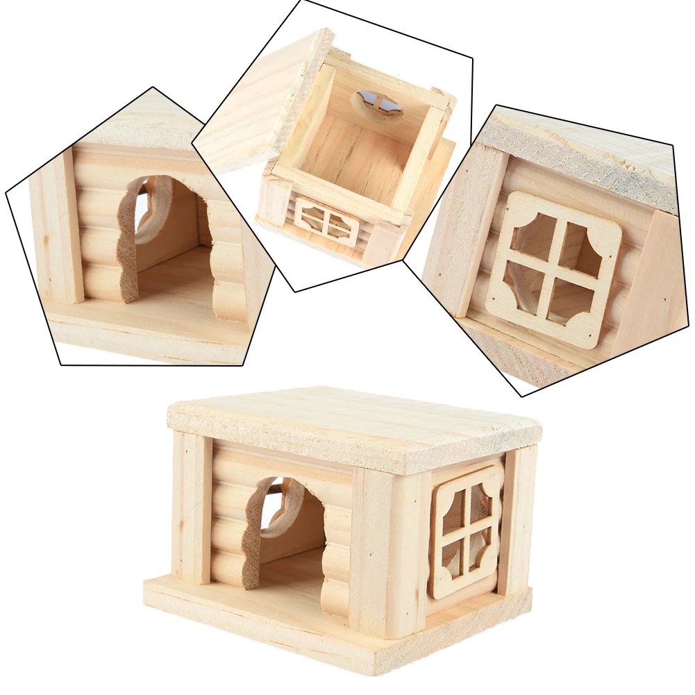 

Lovely Hamsters Cages Flat-topped House For Pet Wooden Chew Toys for Hamter/Guinea Pigs/Chinchilla Mascota Animal
