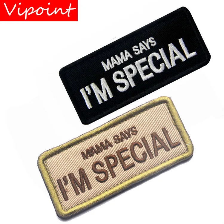 

VIPOINT embroidery HOOK&LOOP mama says letter patches i'm special patches badges applique patches for clothing AD-54