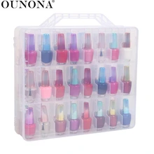 OUNONA портативная коробка для хранения лака для ногтей прозрачный двусторонний органайзер для лака для ногтей Косметический Чехол для хранения 48 бутылок