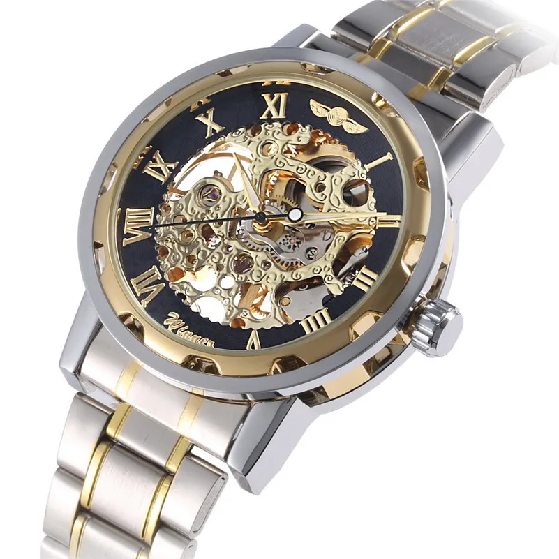 

Men luxury and exquisite watch Hollow Skeleton Automatic Mechanical Stainless Steel Wrist Watch Dropshipping Free Shipping NA25