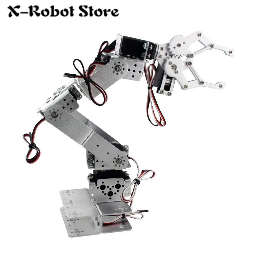 AS-6DOF Alluminum Alloy Mechanical Claw Holder Robotic Arm Kits & 2 PCS MG996R 