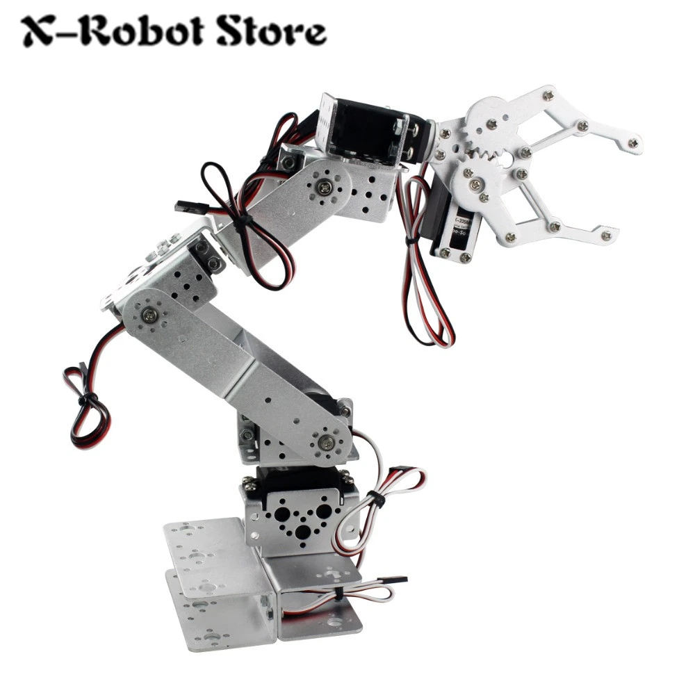 diy 6 dof robot manipulator metal alloy mechanical arm clamp claw kit ldx 335mg mg996r servo with arduino rc parts robot action figures aliexpress