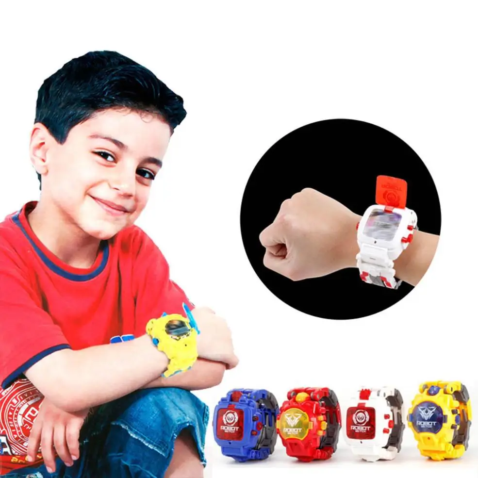 

Children's fake watch creative Manual Transformation Robot Electronic Watch Deformed Robot