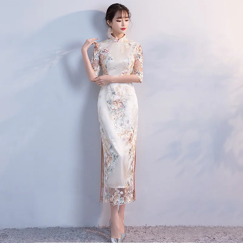 Сексуальное модное свадебное платье Cheongsam Восточное вечернее китайское