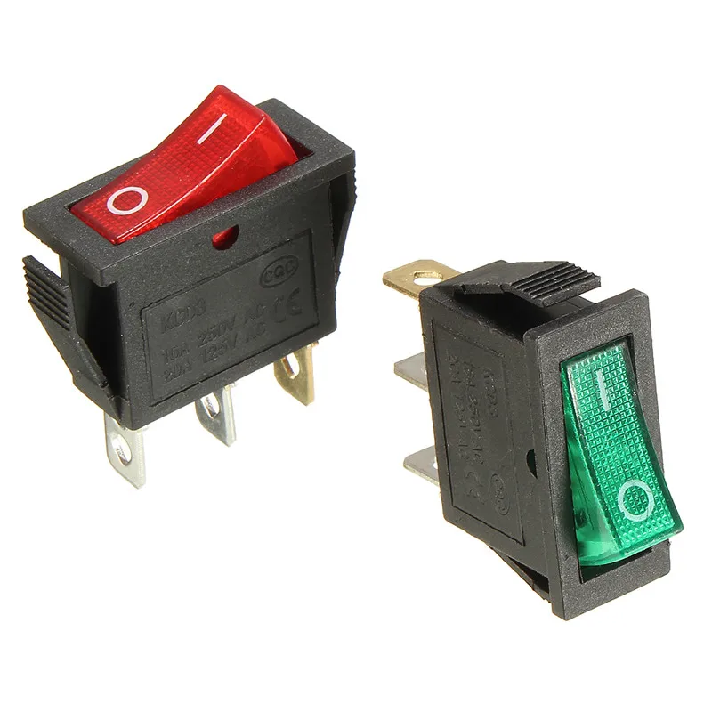 

1/2/5Pcs 12V Green Red 3-Pin ON/OFF Rectangle Long Rocker Switch 15A 250VAC 20A 125VAC Car Dash