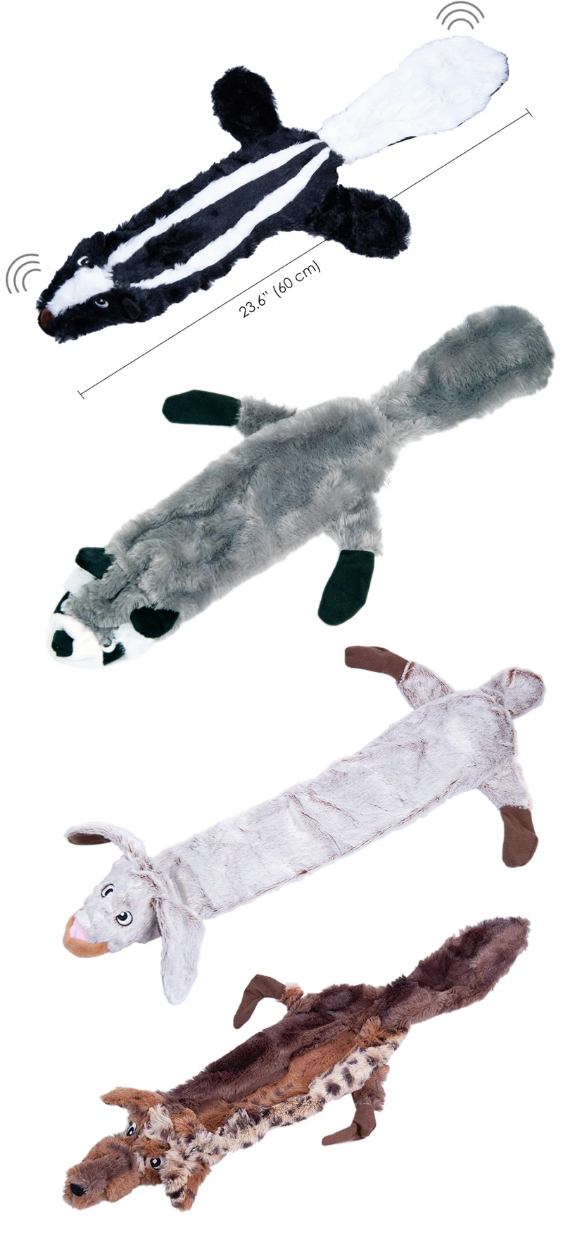 Игрушки в форме животных, подарочный набор, большой, не набитый кролик, Тонущая белка для жевательная игрушка для собак, пищалка, собака, игрушка-Волк, плюшевая игрушка