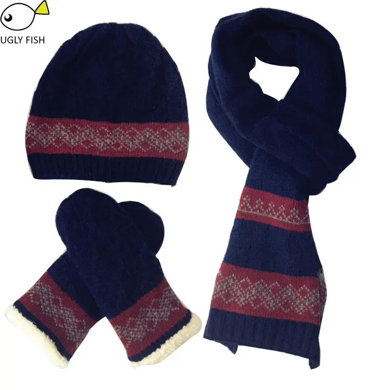 Шапка и шарф комплект женские вязанные трикотажные шапка и шарф для женщин Наборы из шарфа, шапки и перчаток - Цвет: navy