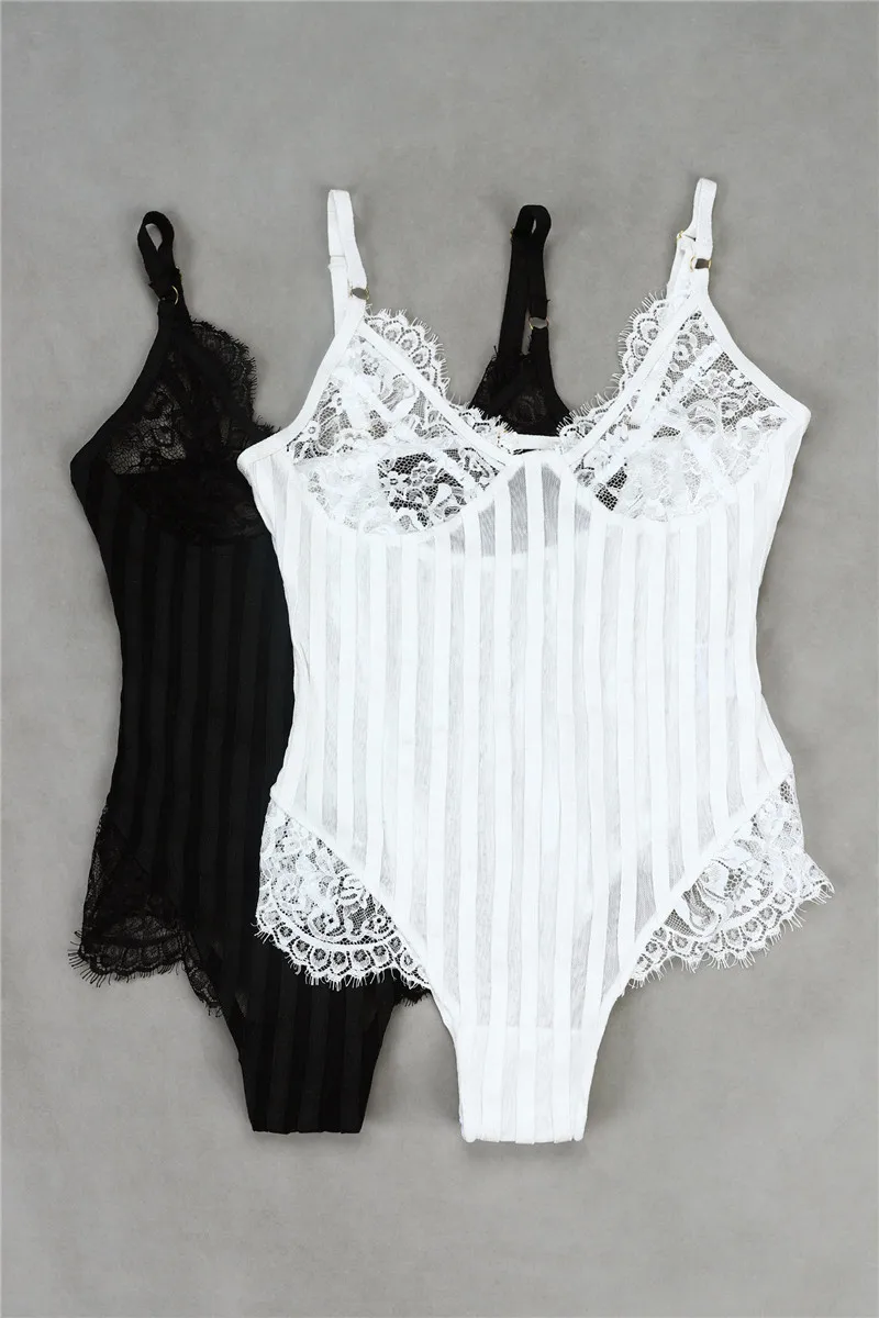 Одежда высшего качества Новый Белый Черный выдалбливают Сексуальная Оболочка бинты кружево боди сексуальная мода боди
