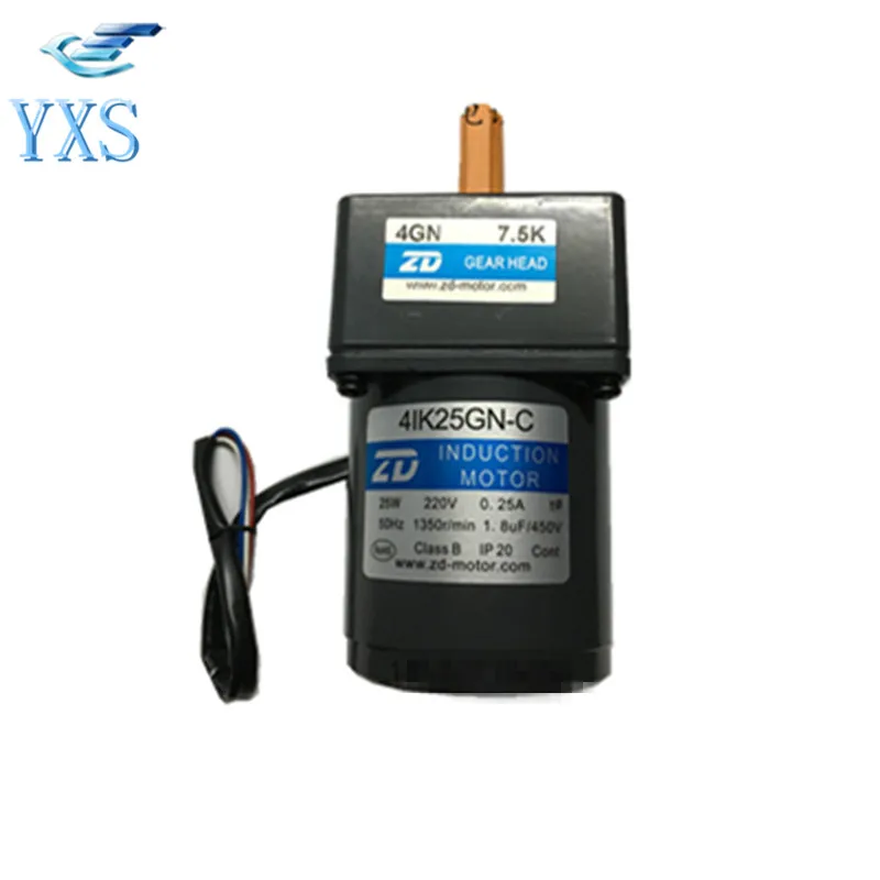 

DHL Free 4IK25GN-C 4GN7.5K 25W AC 220V 0.25A 50HZ 1350RPM/Min 1.8uF/450V with Gear Head 4GN7.5K Speed Control Motor