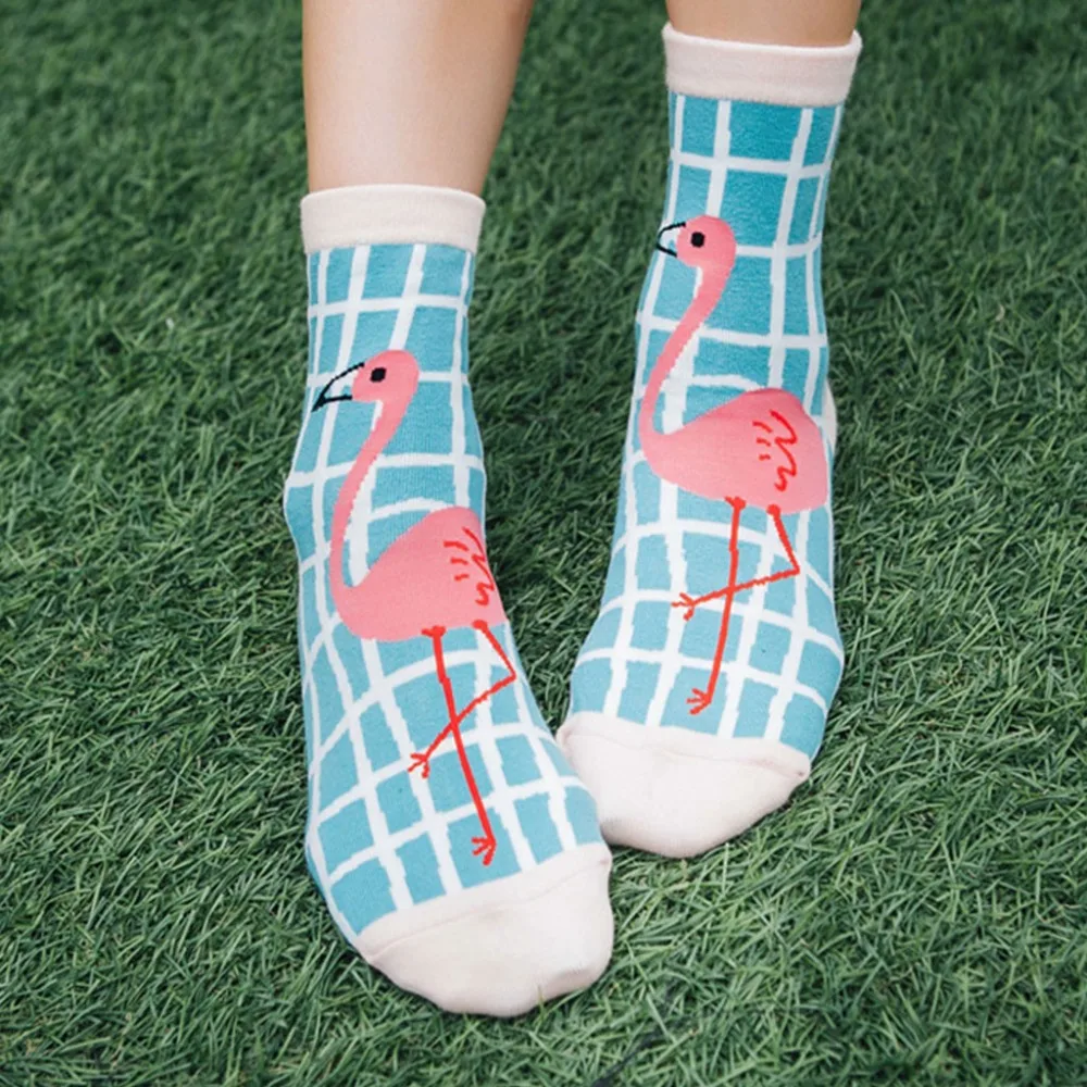 2018 Fashion Harajuku Bird Flamingo Cartoon Animal Socks Female Women Girl In Tube Sox Socks Cylinder Socks