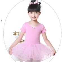 110-160 см Балетные костюмы платье для детей розовый черный танец с коротким рукавом Купальник Тюль Блёстки одежда балетная пачка костюм гимнастика