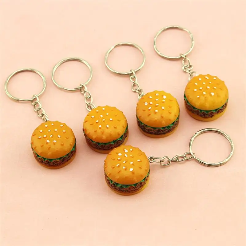 

1 Piece! Creative Hamburger Keyring Simulated Fast Food Keychain Family And Kid's Gift Best Friend Llavero Cute Key Holder