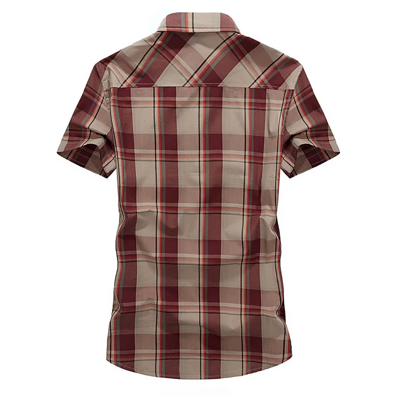 high quality cotton breathable soft men summer casual fashion shirts plaid shirt short sleeve thin brand plus size M-4XL 8333