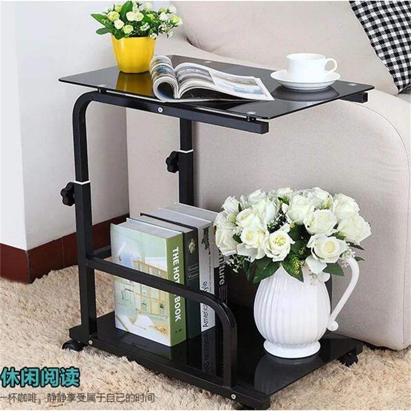 55*35CM Tempered Glass Laptop desk Removable Sofa Side Table Modern Lazy Bedside Table Living Room Coffee Table