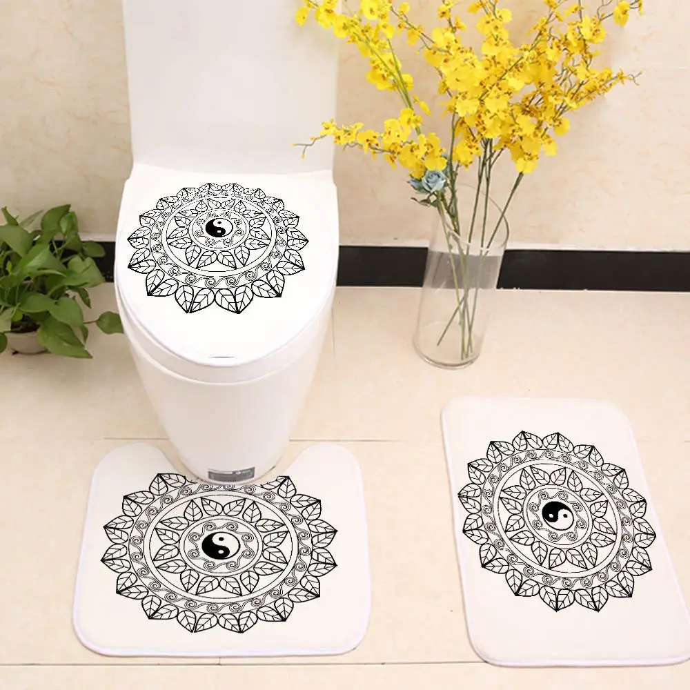 

Tai Chi Gossip Mandala Pattern Falais Bathroom Anti-slip Mats Three-Piece Soft Unbreakable Kitchen Toilets Removable Carpets
