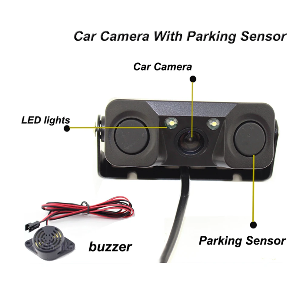 3 в 1 Автомобильный датчик парковки камера заднего вида с 2 датчиками s индикатор зуммера Сигнализация Автомобильная система помощи заднего радара автомобильная камера