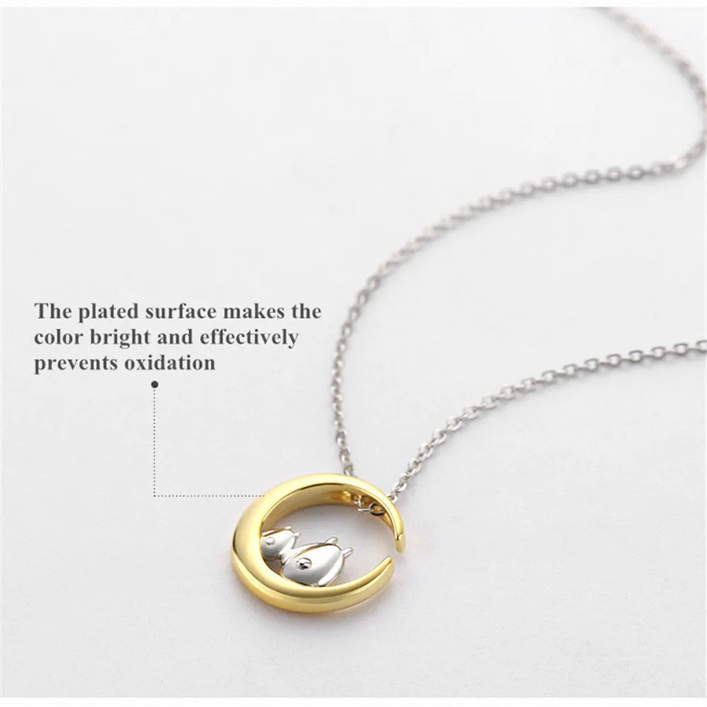 925 стерлингового серебра Тоторо ожерелья с подвесками для женщин короткое ожерелье Золото Цвет стерлингового серебра подарок ювелирных изделий