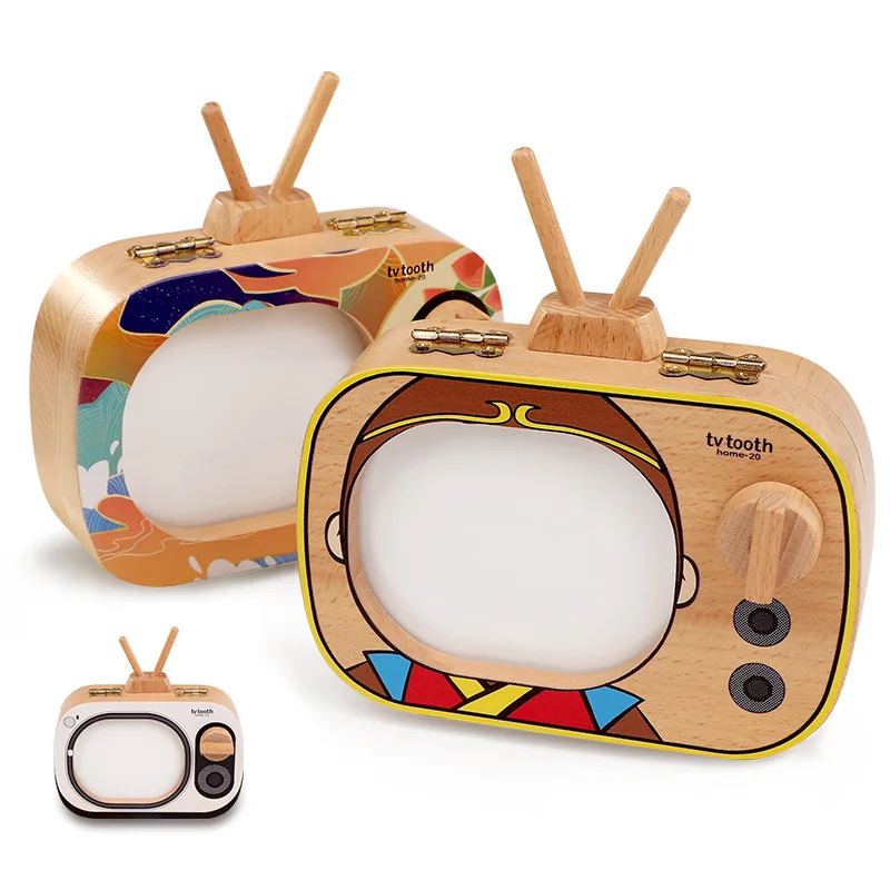 1pc Baby Tooth Box Wooden Milk Teeth Organizer Storage Boys Girls Save Souvenir Case Gift Creative Baby Tooth Organizer For Kids