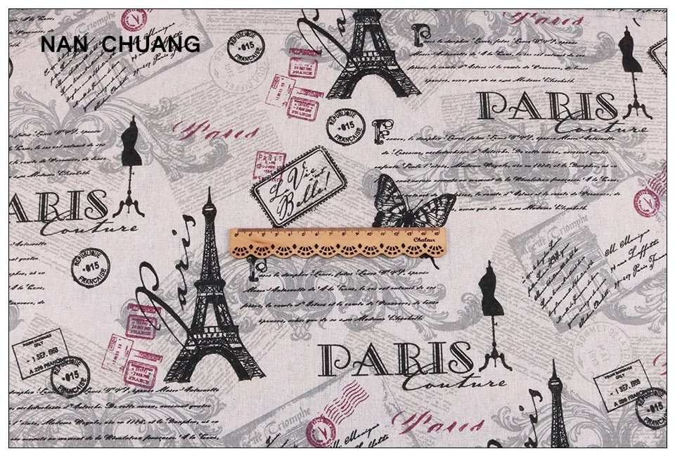 Nanchuang Tower Print Cotton Linen Fabric For DIY Sewing Sofa Curtain Bag Cushion Furniture Cover Quilting Material 100cmx150cm