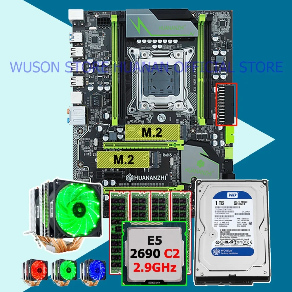 HUANANZHI X79 Pro Материнская плата Комплект двойной M.2 слот CPU Xeon E5 2690 2,9 ГГц 6 Трубок кулер RAM 16G (4*4G) RECC 1 ТБ SATA3.0 HDD HUANANZHI X79 Pro Материнская плата Комплект двойной M.2 слот CPU Xeon E5 2690 2,9 ГГц 6 Трубок кулер RAM 16G (4*4G) RECC 1 ТБ SATA3.0 HDD