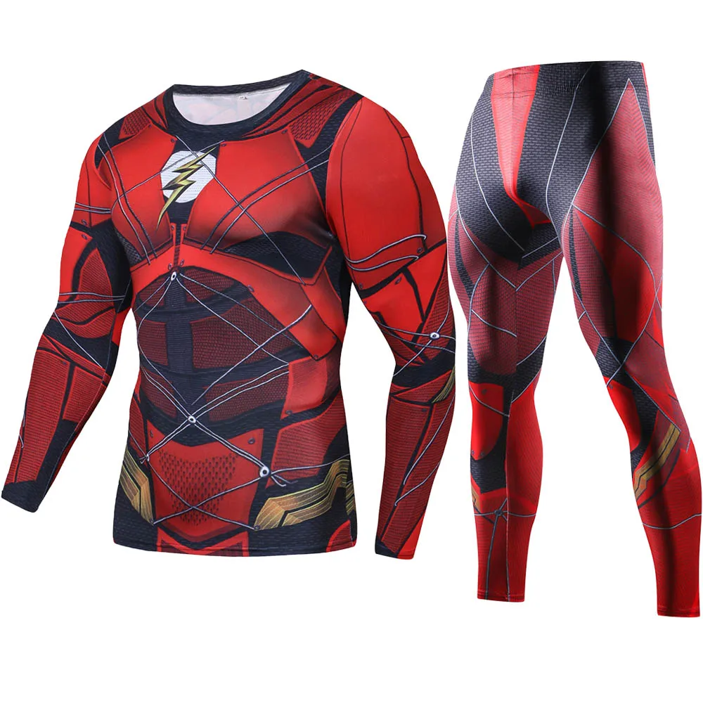 

NEW 3D Printed Marvel Flashman Brand Set Men Compression Fashion Men Sets Crossfit Fitness Tracksuit Men Long Sleeve T-Shirt Men