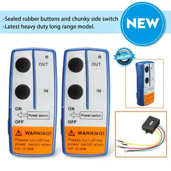 

12V 100 Feet Universal Car Wireless Winch Crane Remote Control Controller With Twin Handset Two Matched Transmitters blue