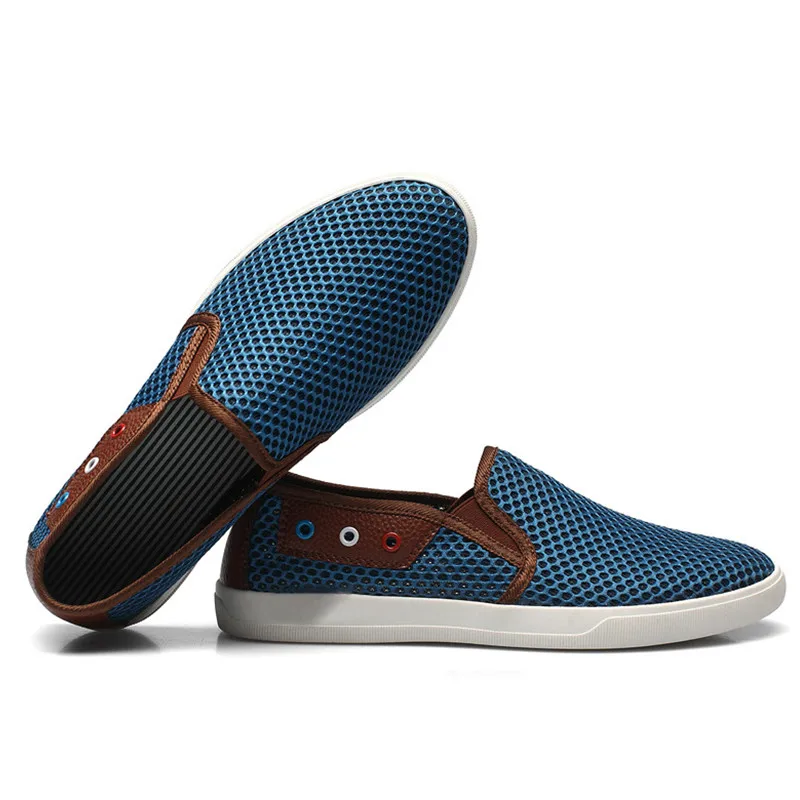 Plage Bleu Designer 49 Mens Hommes Casual Taille Chaussures Grande D'été Mocassins on gris Flats Yomior 38 Respirant or Slip Bateau BpPAq