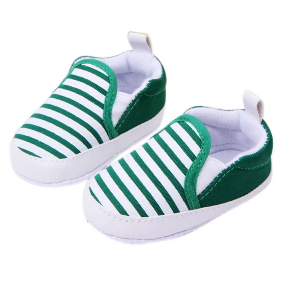 

Newborn Baby Boy Girl First Walkers Infant Fashion Striped Canvas Baby Shoes 3-12 Months