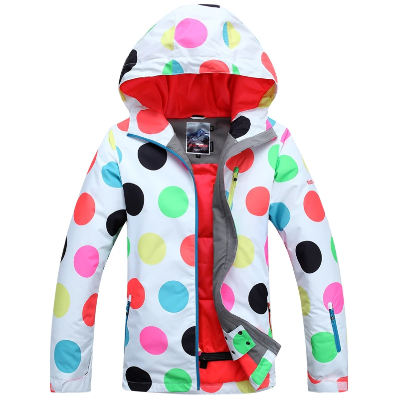 2014 womens white ski jacket big polka dot series black climbing riding