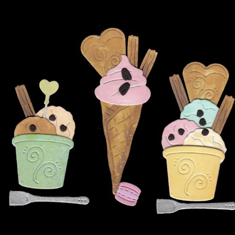 

Ice Cream Cone Desserts Metal Cutting Dies For DIY Scrapbooking Embossing Paper Cards Making Decorative Crafts Supplies New 2019