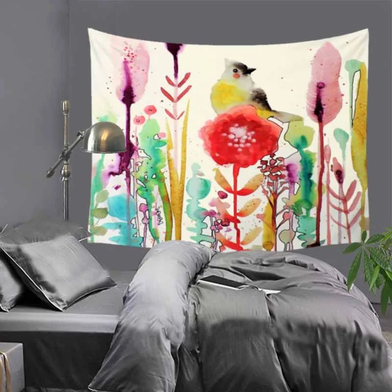 

Creative art painting birds tapestry hippie mandala wall hanging Bohemian bedspread dorm decor 51x60" table cloth yoga mat LZJ17