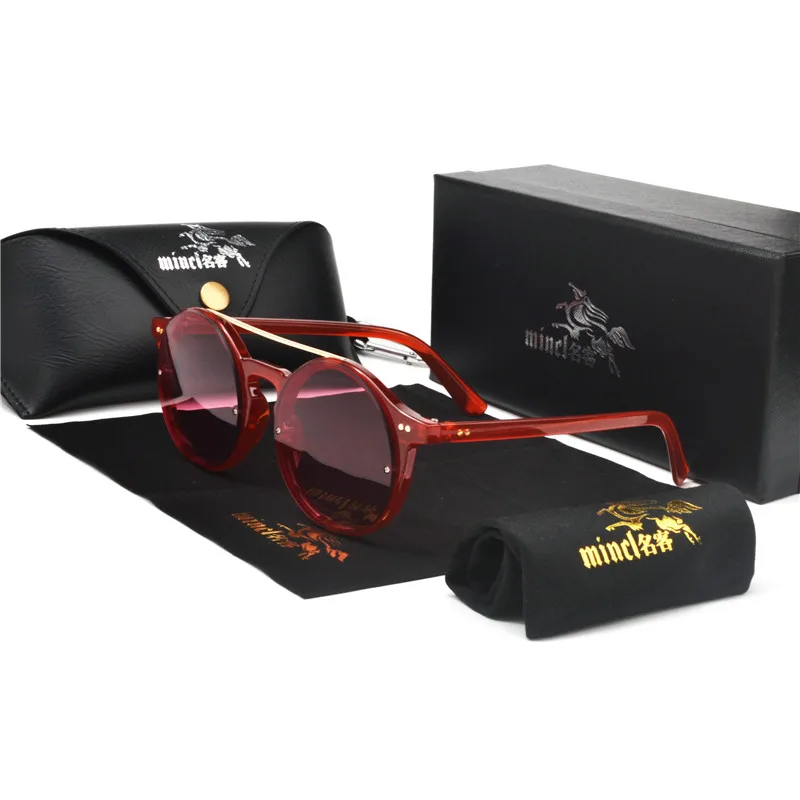 Винтаж солнцезащитные очки с двойной дужкой Для женщин и мужчин в стиле ретро в стиле хип-хоп, солнцезащитные очки, красного, коричневого и серого цвета с прозрачными линзами UV400 NX