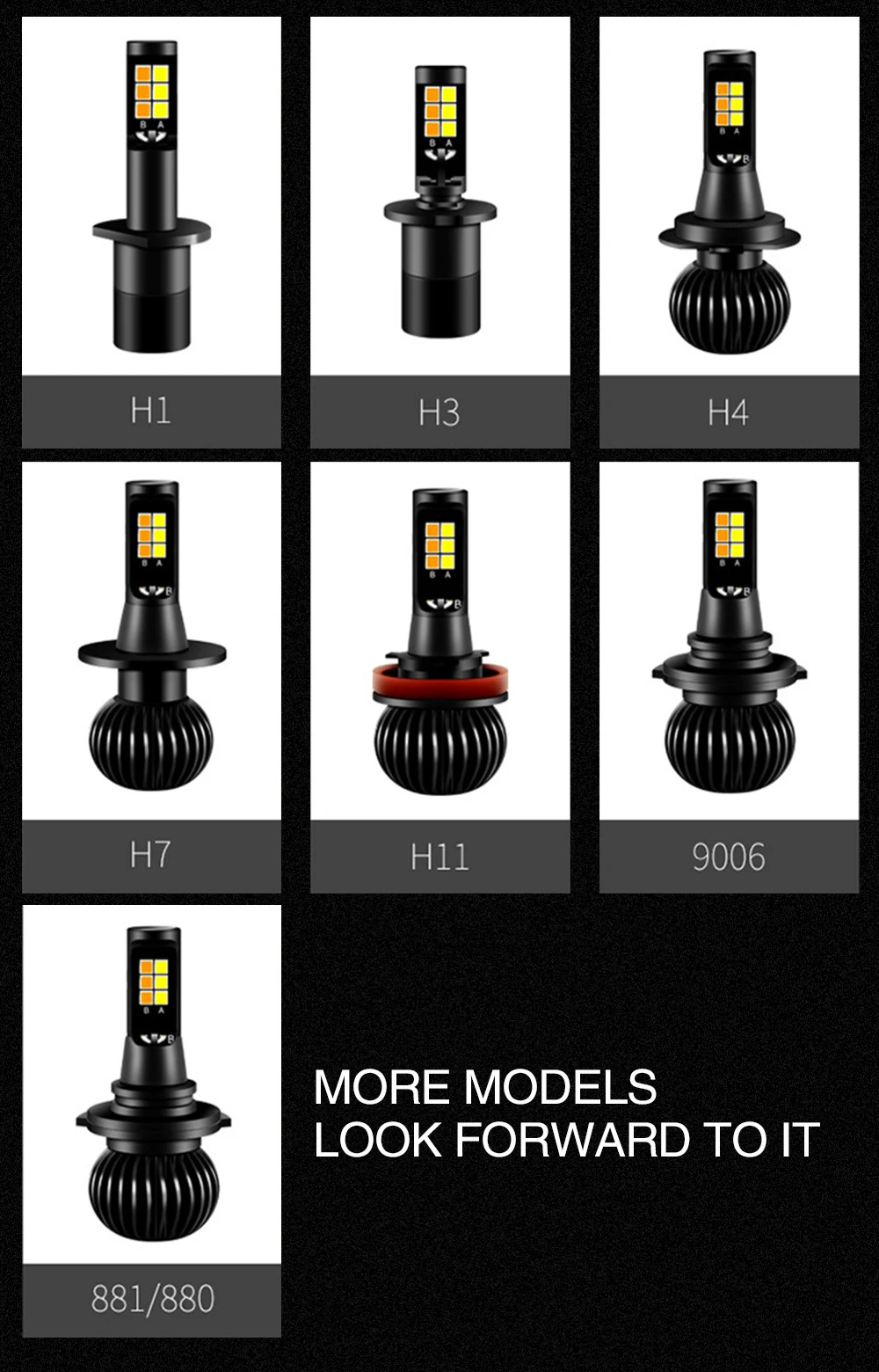 MODERN CAR Fog Light Bulb Dual Color 50W White/Yellow H11 H4 H7 H1 H3 880 9005 9006 Auto LED Front Fog Lamp Bulbs 12V CSP chip