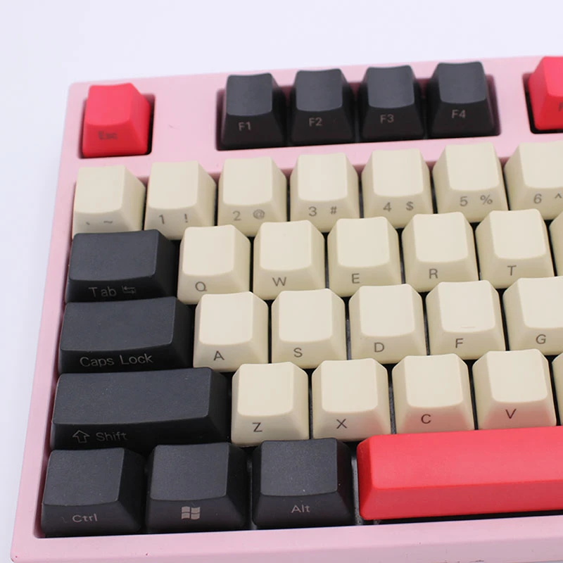 IDOBAO Pink Mechanical Keyboard 87 Key OEM Pbt Keycap Retro Laser Engraving Side Printing Gaming Ta