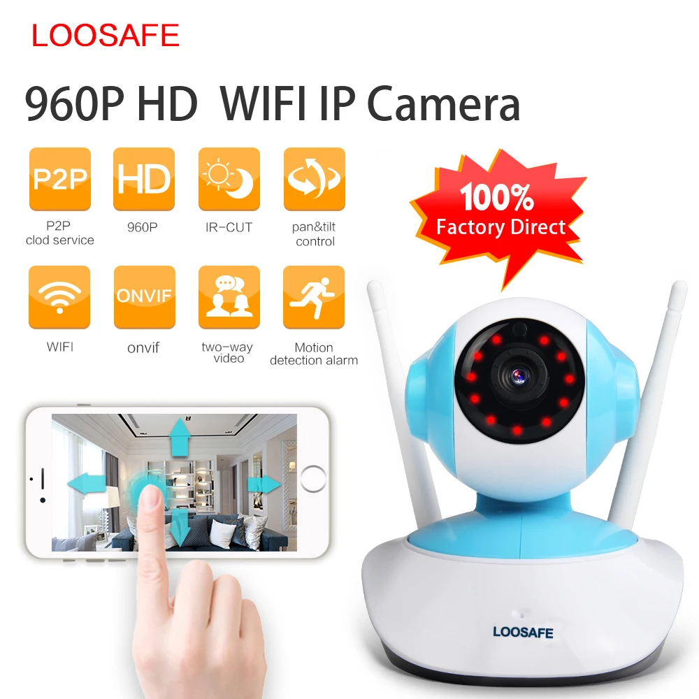 LOOSAFE 960P IP Camera WIFI Home Security Indoor Cam Surveillance System Onvif P2P Phone Remote Video